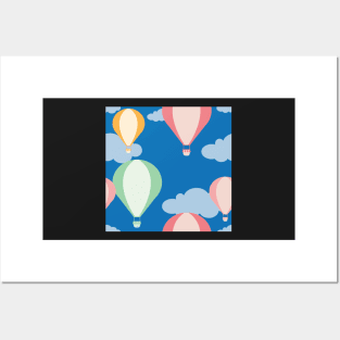 Hot Air Balloon Sky Pattern Posters and Art